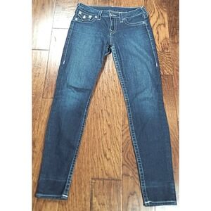 TRUE RELIGION Women's Blue LEGGING WITH FLAPS Skinny Denim Jeans Sz 29x30
